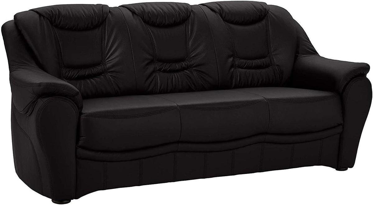 CAVADORE Sofa, Schwarz, 3-Sitzer Bansa mit Federkern/Polstercouch in Kunstleder/198