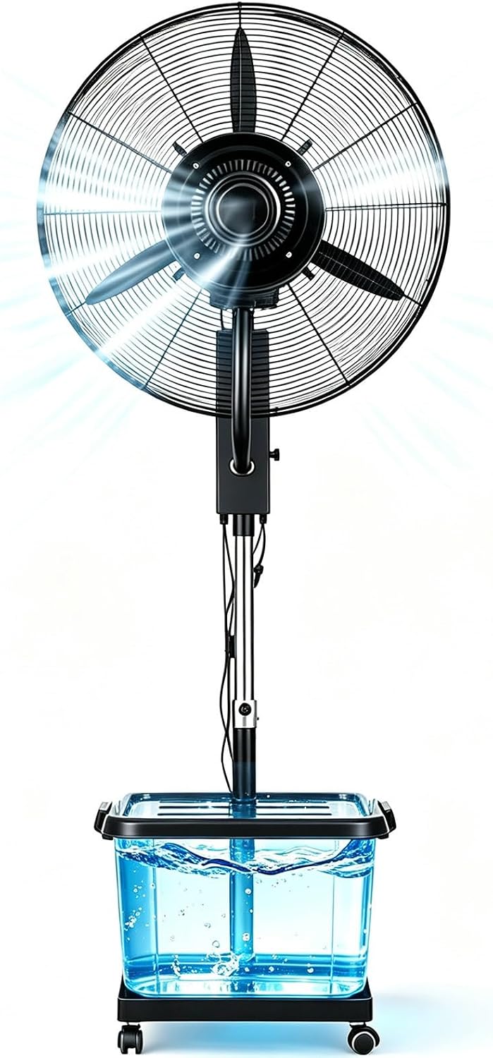 Großer Ventilator, Weiß, höhenverstellbar, 3 Geschwindigkeiten, Küche, Büro und Wohnzimmer