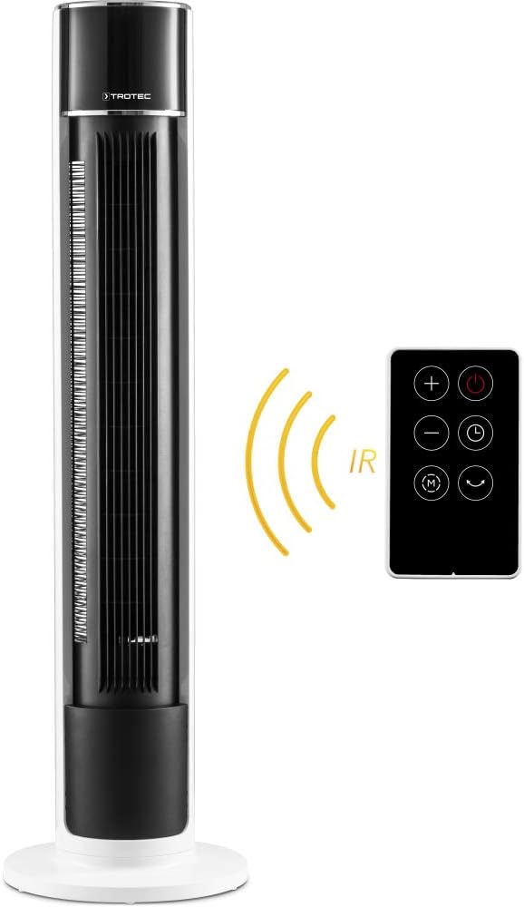 TROTEC Ventilator, Schwarz/Weiß, Design-Turm TVE 39 T, Stand, automatische Oszillation von 60 °, mit Abschaltfunktion