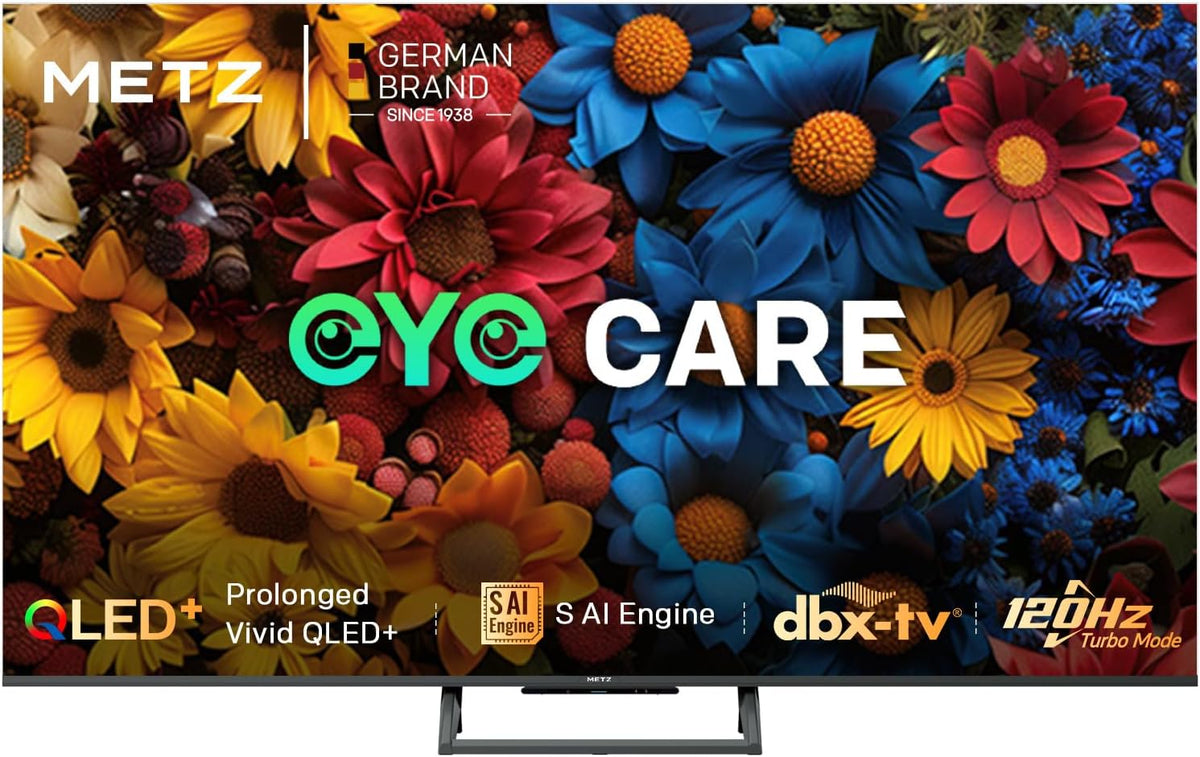 Metz Fernseher, 55 Zoll, 139 cm, Schwarz, QLED TV 4K Smart LED Google Tele HDR 10 MEMC DBX Dolby, 55MQF7500Z)