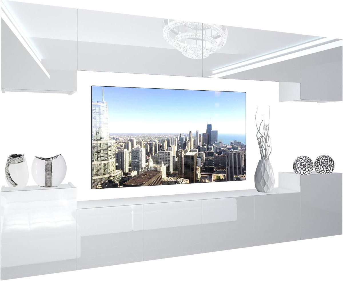 B BELINI GROUP TV-Schrank, Weiß, Wohnwand Vollausstattung Wohnzimmer-Set Moderne Schrankwand