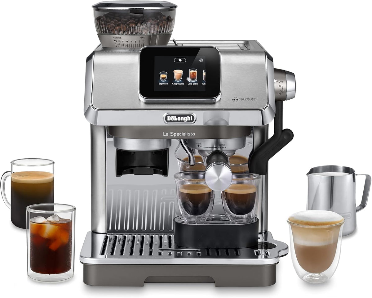 De'Longhi Kaffeemaschine, Silber/Schwarz, La Specialista Touch - Perfetto Siebträgermaschine, 10 Getränke, Cold Brew