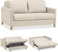 Sofa EVERGREENWEB MATERASSI & BEDS, Beige, Schlaf mit Bettkasten, Umwandelbar 2-Sitzer Couch mit Ausziehbarer Chaise Longue