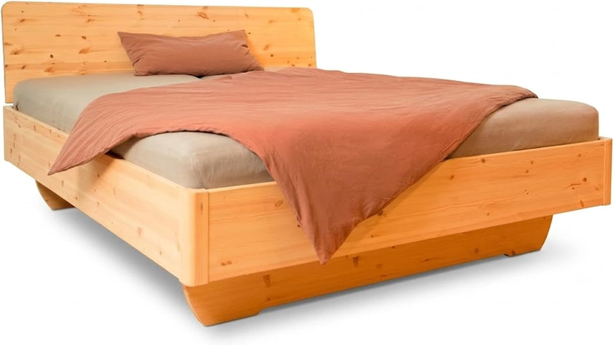 geborgenschlafen.com Bettrahmen, Braun, BIOBETT Zirbenbett Freya mit Rollrost