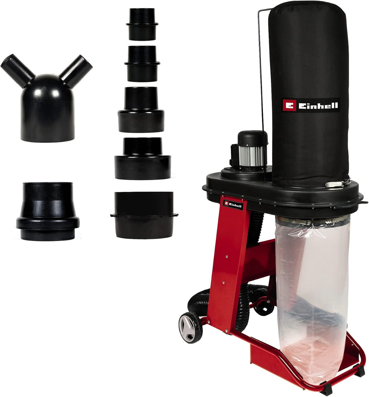 Einhell Stabstaubsauger, Schwarz/Rot, Absauganlage TE-VE 550/2 A (550 Watt, laufruhiger Induktionsmotor, Automatiksteckdose mit Startfunktion