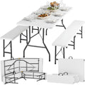Gartenmöbel-Set tectake, 180 cm, HDPE-Kunststoff, lackierter Stahl, Weiß/Schwarz