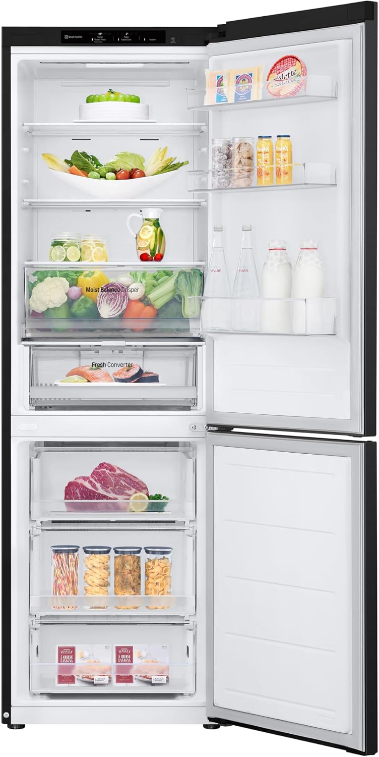 LG Kühl-Gefrierkombination, 1860 mm, 33 dB, 344 L, Schwarz, GBV3100AEP Kühl-Gefrierkombi Total No Frost, hoch, Smart Inverter Compressor
