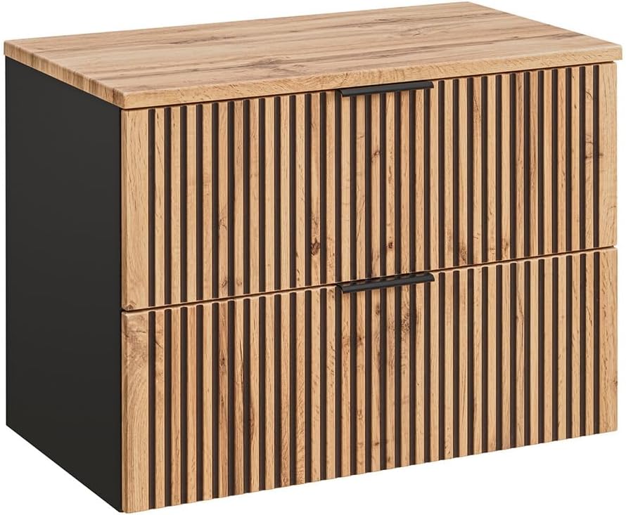 Lomadox Unterschränke, 80,6x59,2x46,5 cm, 80 cm, anthrazit/schwarz, Waschtischunterschrank Badezimmer Unterschrank