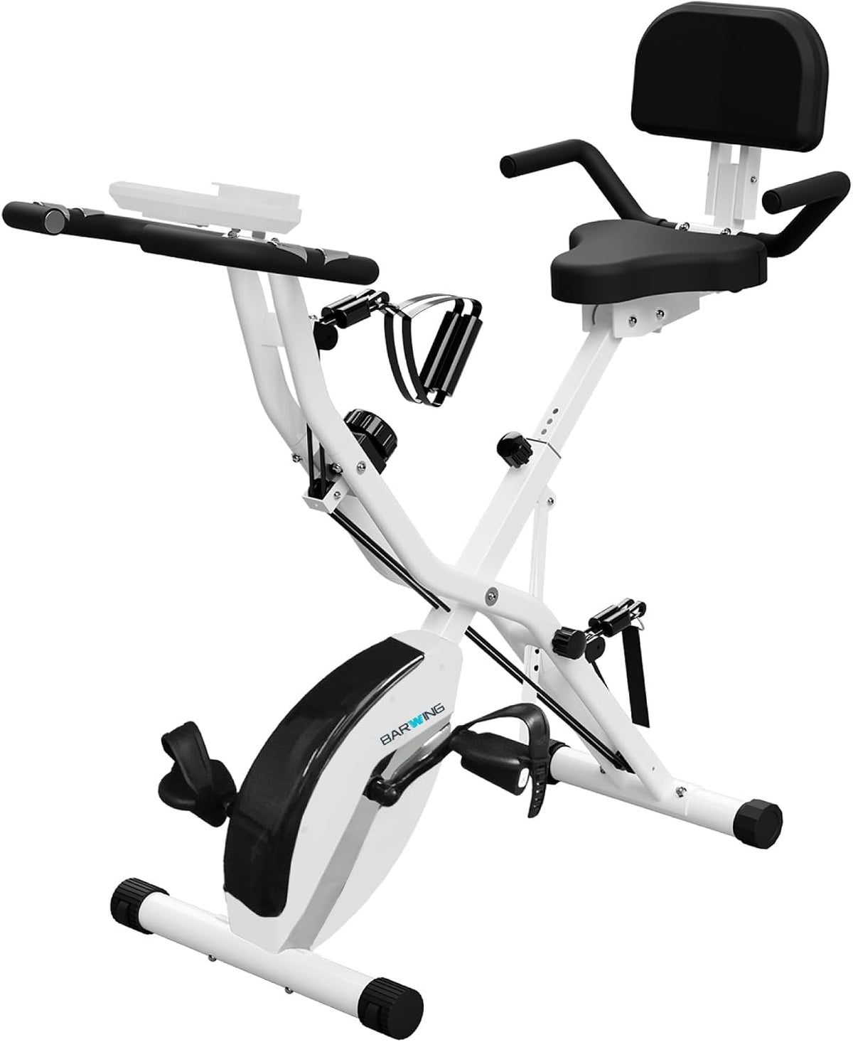 BARWING Fitnessbikes, Weiß/Schwarz, KURONO Stationärer Heimtrainer, 2024 Upgraded 4 IN 1 Foldable Indoor Cycling Bike