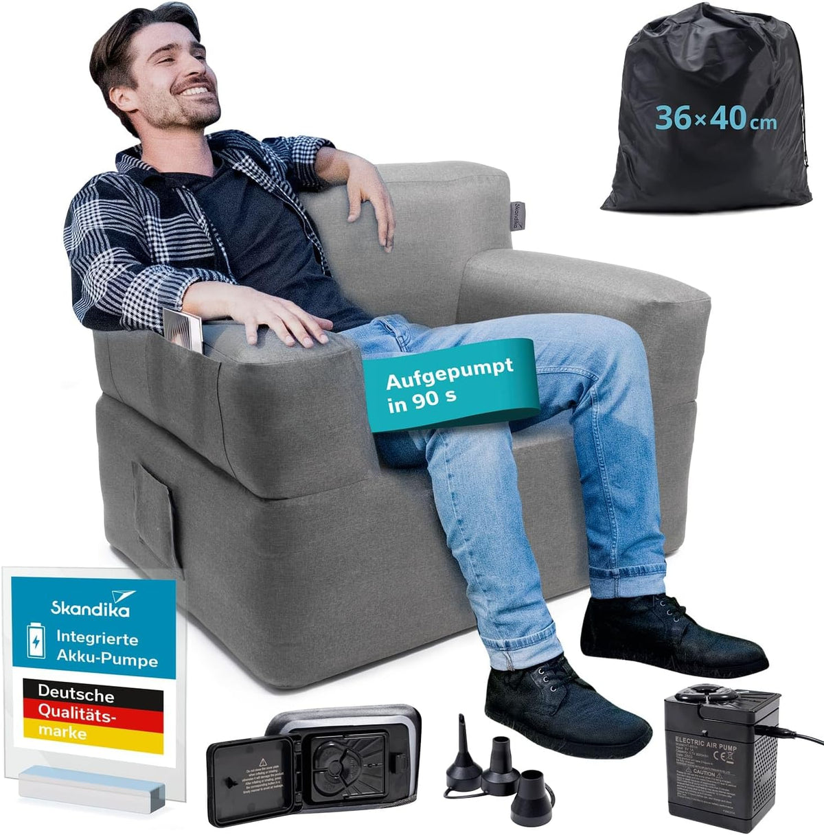Skandika Sofa, Natur, Luft Easy Air Single