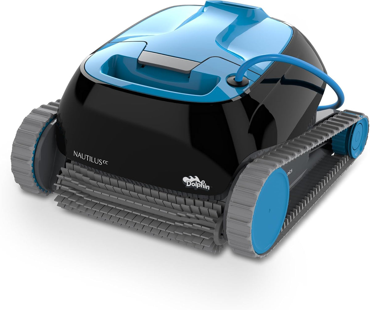 Dolphin Poolroboter, 10 m, Schwarz/Blau/Grau, Nautilus CC Automatischer Poolreiniger, Boden und Wandreinigung, Doppelfiltration