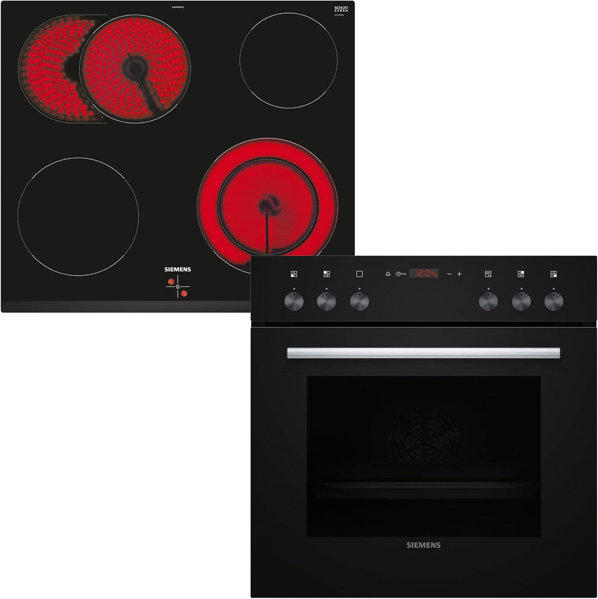 Siemens Kochfeld, 59,4 cm, Schwarz, EQ110KA1B iQ100 Herd-Glaskeramik- -Kombination, breit, Schnellaufheizung, zuschaltbare Bräterzone