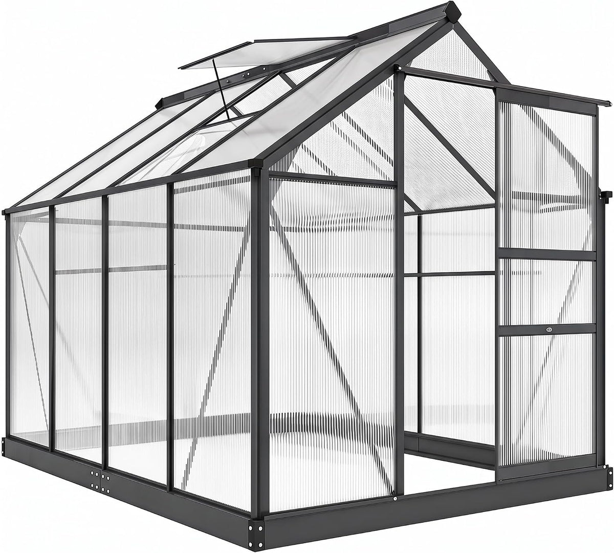 Outsunny Dachfenster, 190x252x201 cm, Grau, Gewächshaus Aluminium