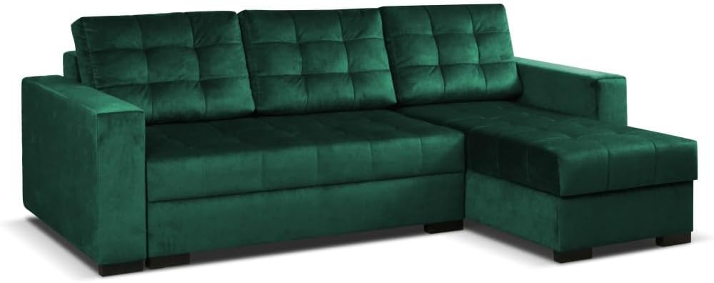 Sofa MEBLE-LUX, 242 cm, Grün, Universal Eck mit Schlaffunktion und 2 Bettkasten LARO I