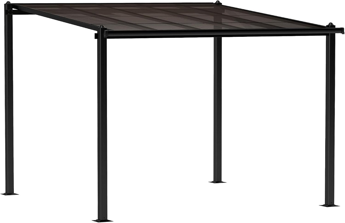 Outsunny Gartenlaube, 3 m, grau, Pergola Garten Outdoor Aluminium 3 x Lehnpergola mit, Drainagesystem, Sonnenschutz UPF30+ für Terrasse Patio Hof