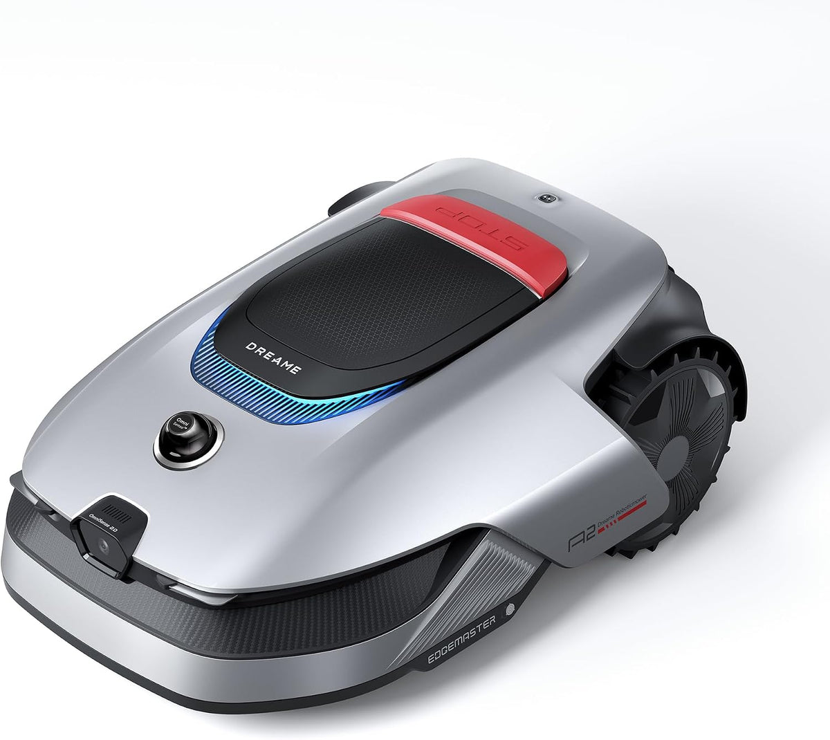 dreame Mähroboter, Silber/Schwarz/Rot, A2 1200, Auto-Begrenzungseinrichtung, Dual-Fusion-Kartierung, OmniSense-2.0-Hindernisvermeidung