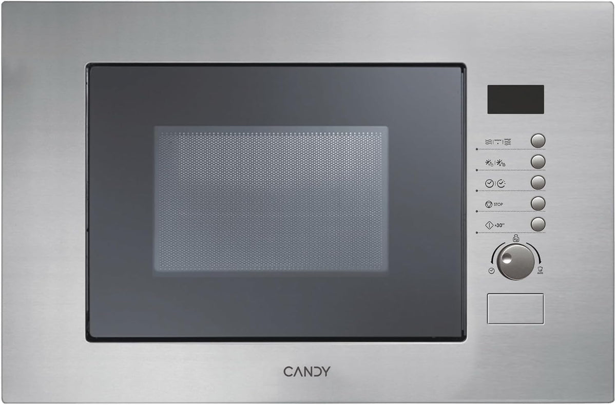 Candy Mikrowelle, 20 Liter, 800 W, Silber, MIC20GDFX Einbau- mit Quarzgitter, 8 Leistungsstufen, Auftaufunktion